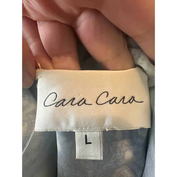 Cara Cara Aria Peacock Blue Print Long Sleeve Maxi Dress Size L - Picture 5 of 11